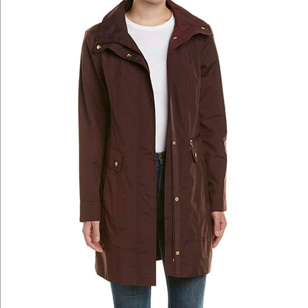 Cole Haan women’s packs me raincoat in burgundy